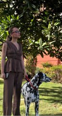 Lastik Detaylı Kahverengi Pantolon Bluz Takım