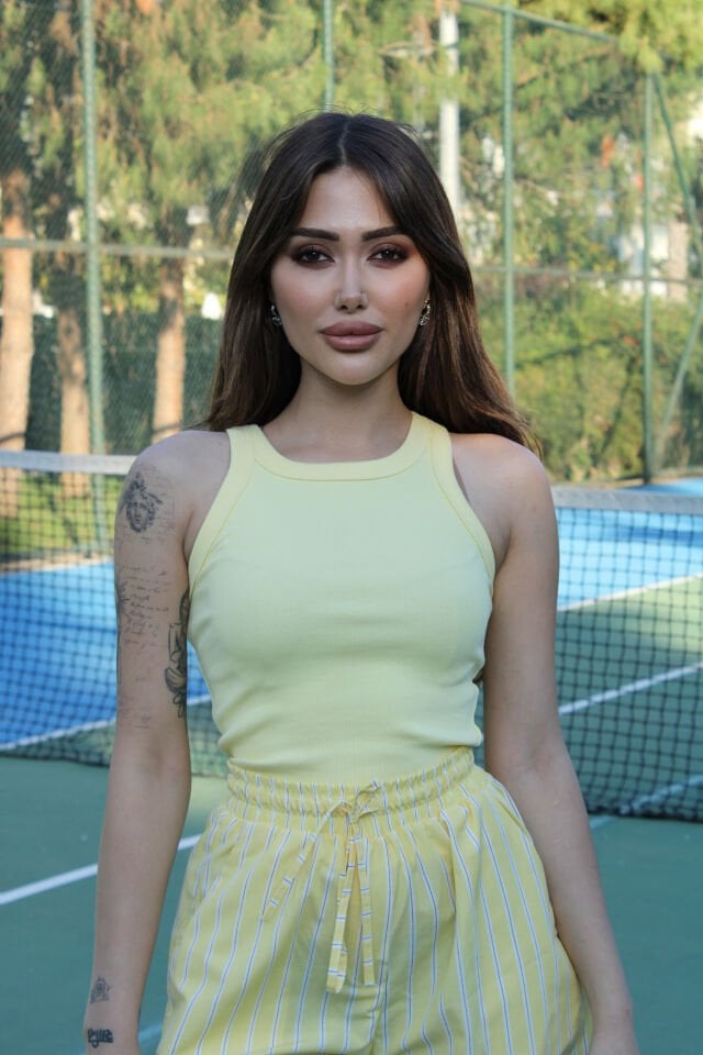 Sarı Beyaz Çizgili Şort L(large)