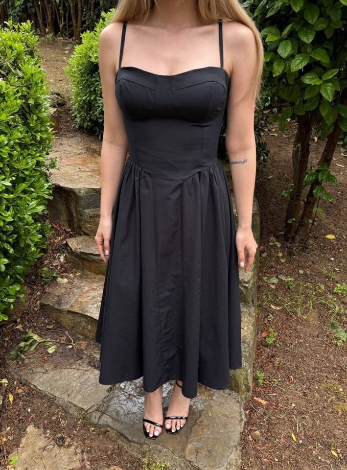 Siyah Poplin Siyah Elbise