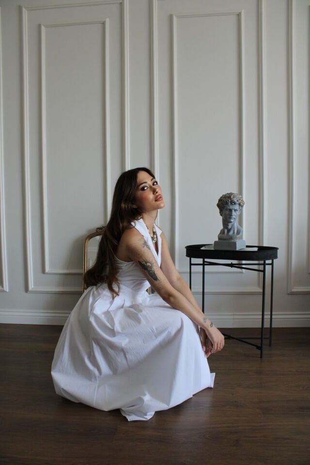 Beyaz Pileli Gömlek Elbise