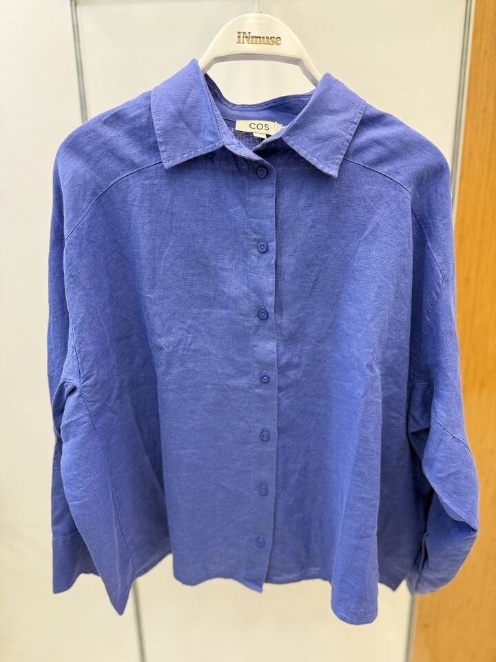 Menekşe Mavisi Orjinal Marka Keten Gömlek L(large)