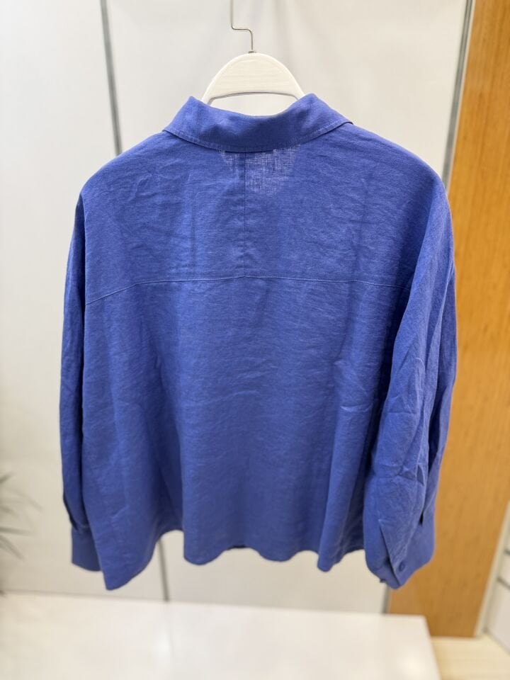 Menekşe Mavisi Orjinal Marka Keten Gömlek