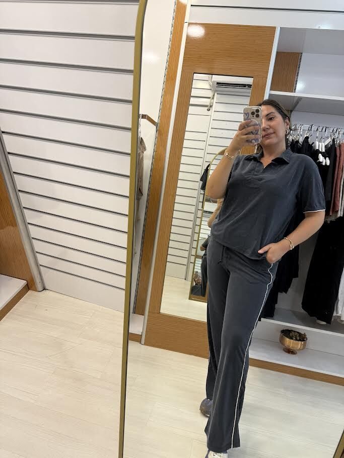 polo yaka füme eşofman takım