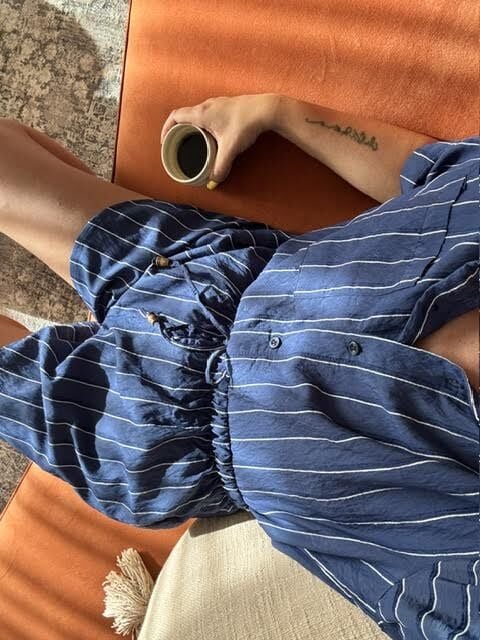 Lacivert beyaz çizgili şort takım