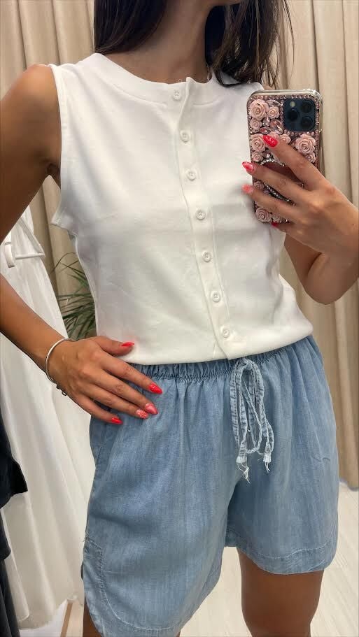 Denim görünümlü modal şort