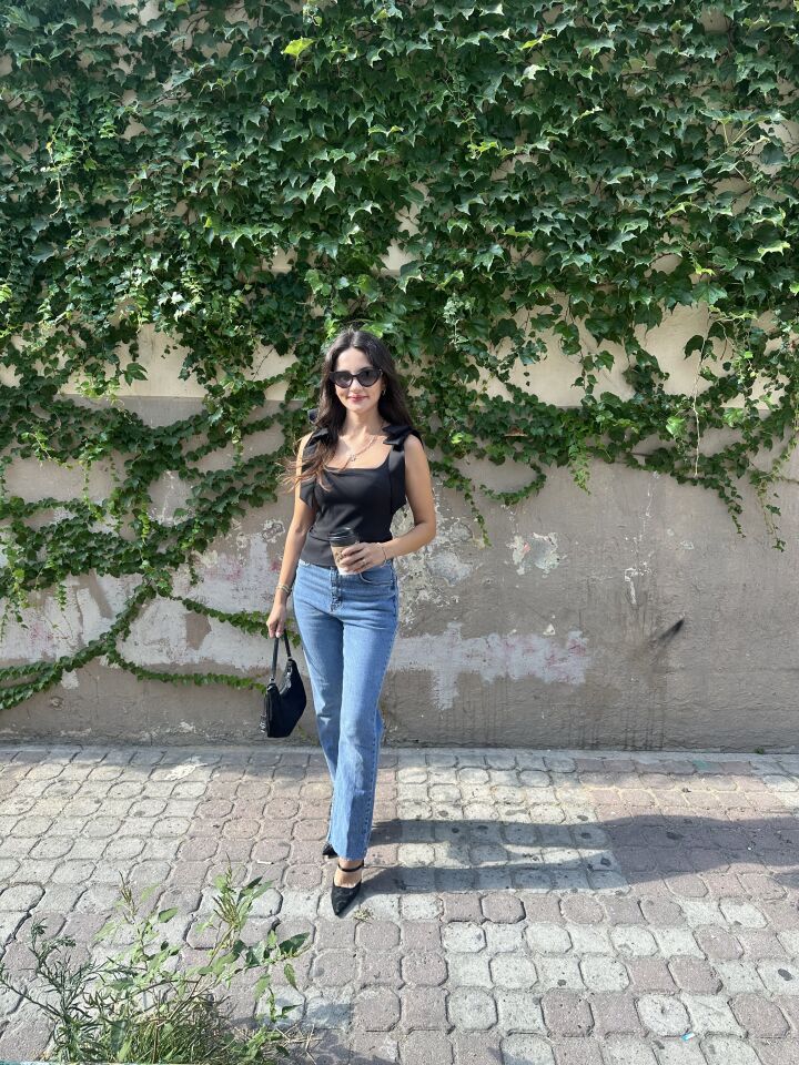 Düz kesik paça yüksel bel jean 40