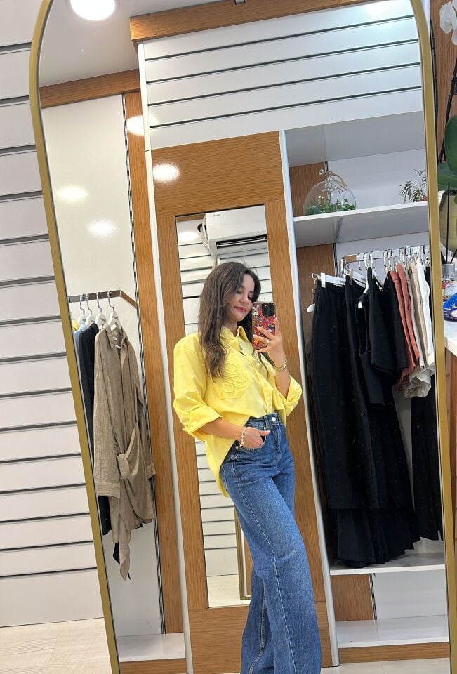 Sarı poplin gömlek