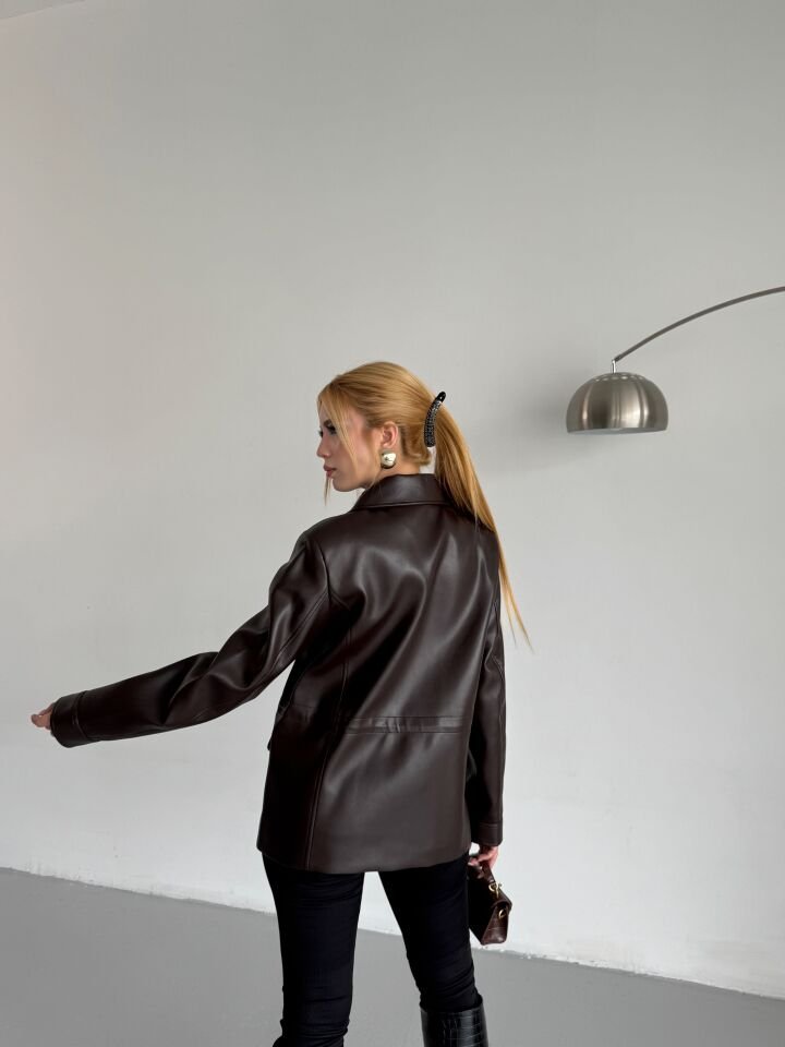 Kahverengi Belden Ayarlanabilir Deri Ceket L(large)