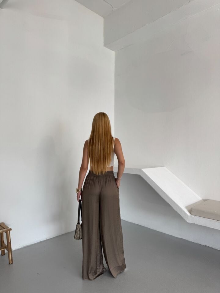 Pileli Saten Pantolon