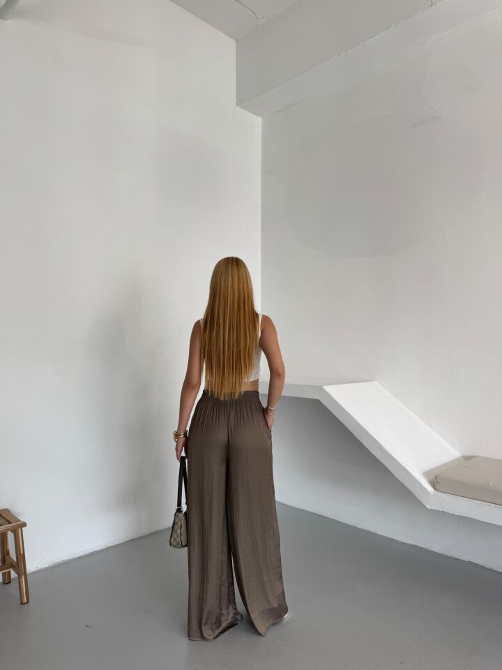 Pileli Saten Pantolon S (Small)