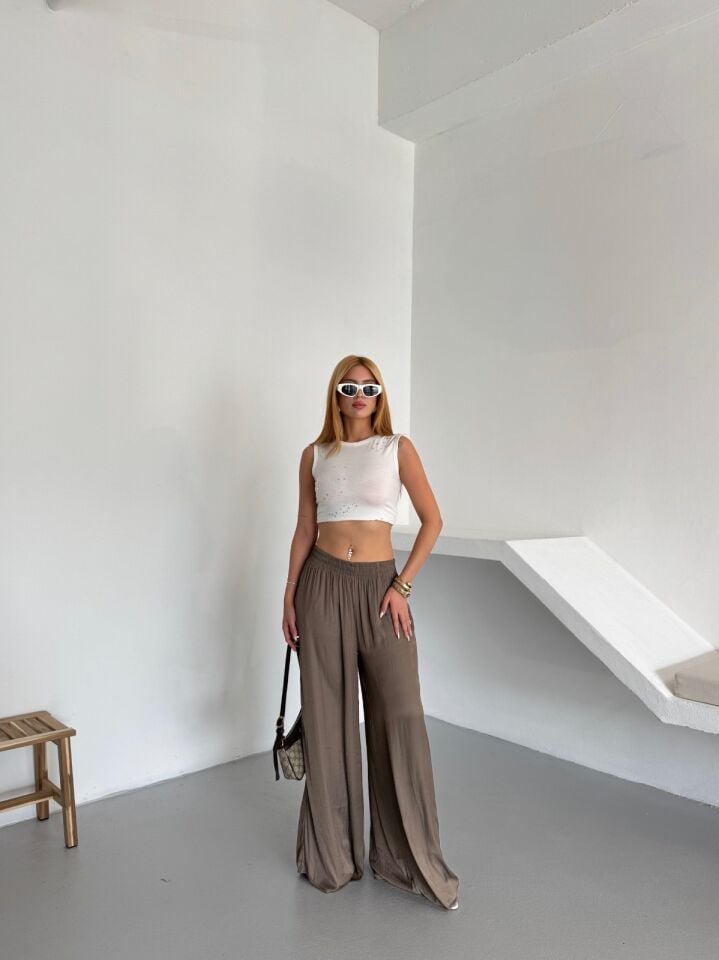 Pileli Saten Pantolon