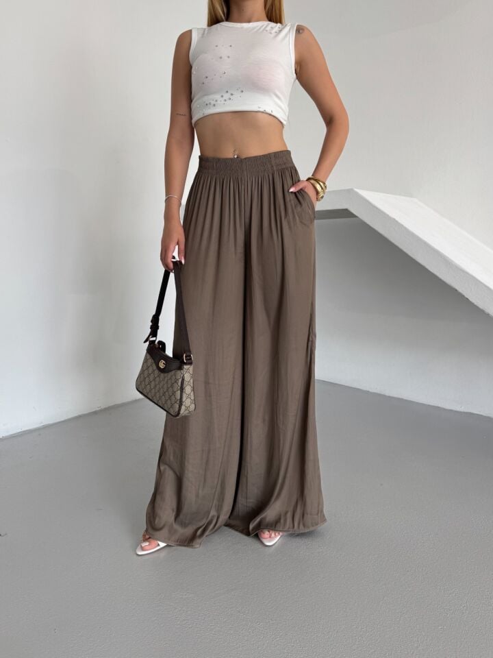 Pileli Saten Pantolon