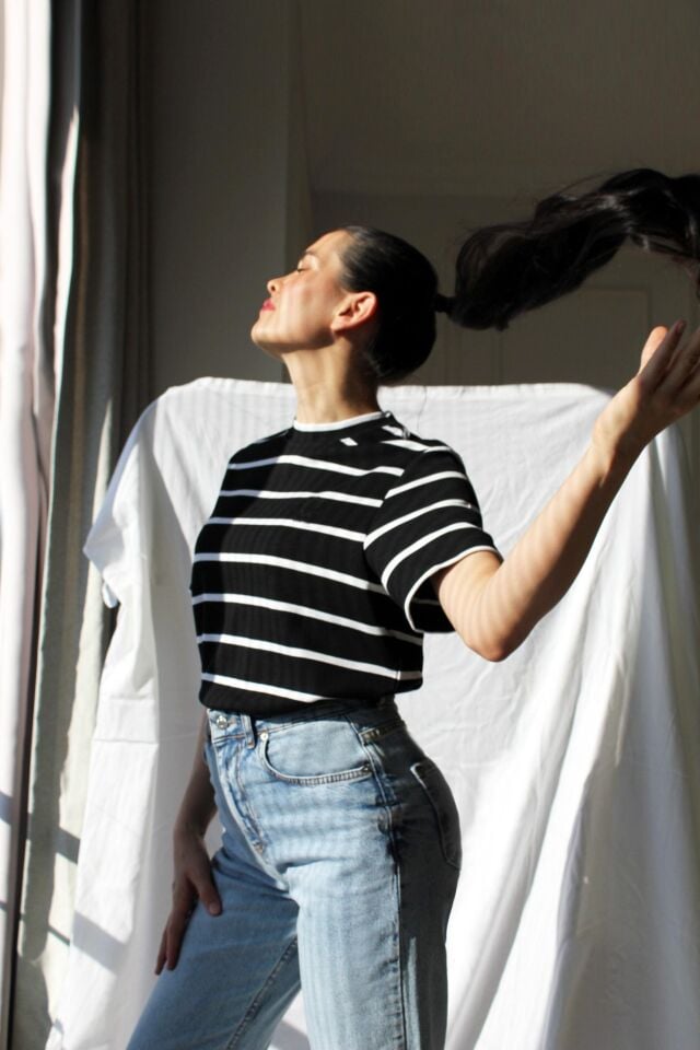 Orijinal Marka Çizgili Tshirt S (Small)