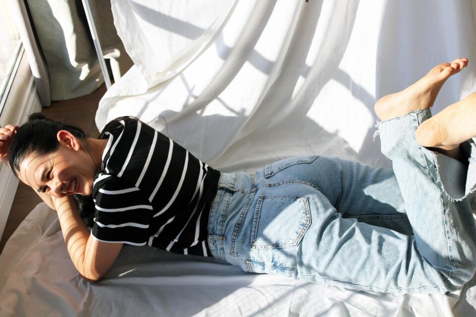 Kesik Paça Yüksel Bel Açık Mavi Jean 40