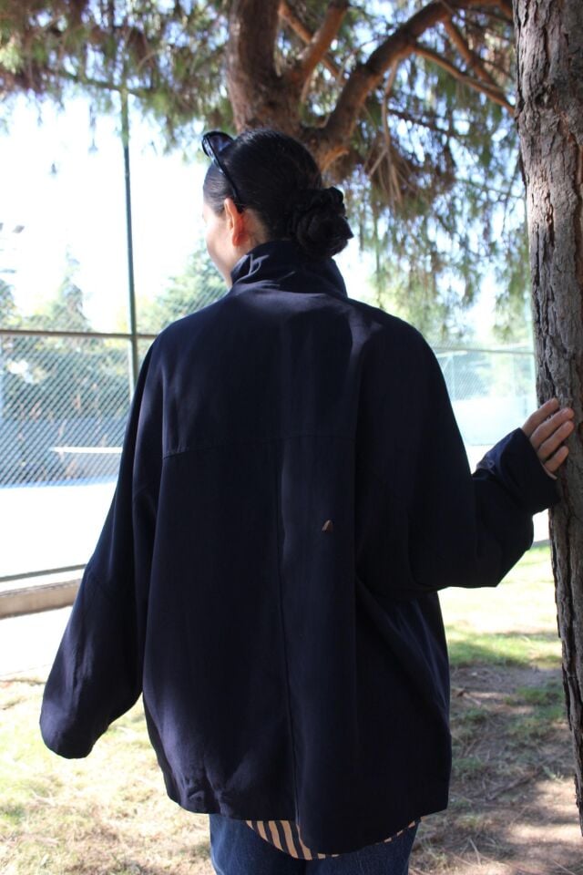 Lacivert Gold Düğme Detaylı Trençkot