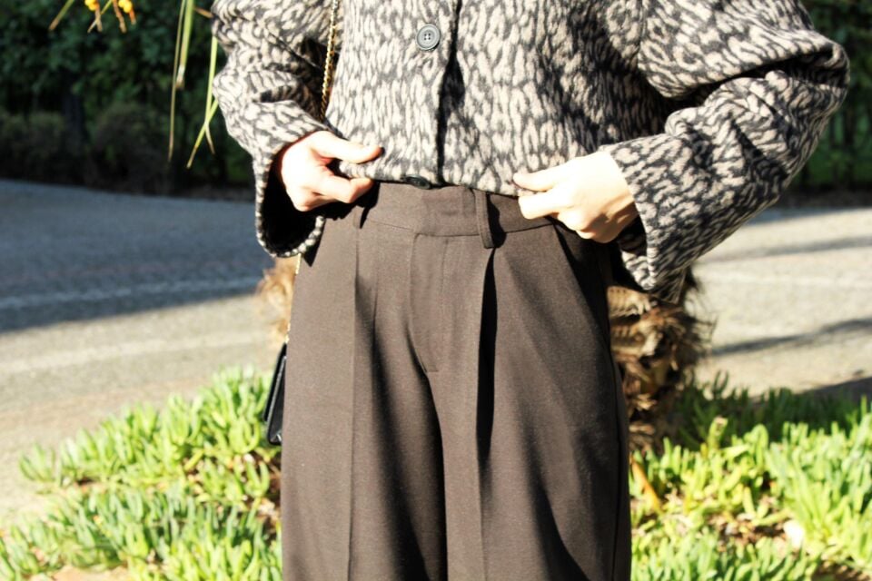 Yüksek Bel Palazzo Kahverengi Yünlü Pantolon