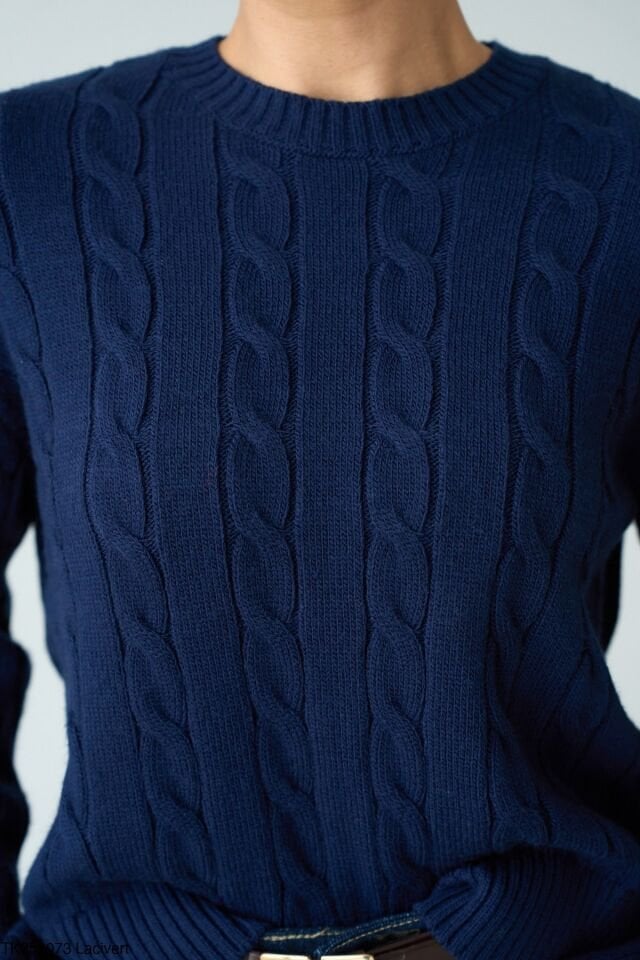 Saç Örgü Lacivert Kazak