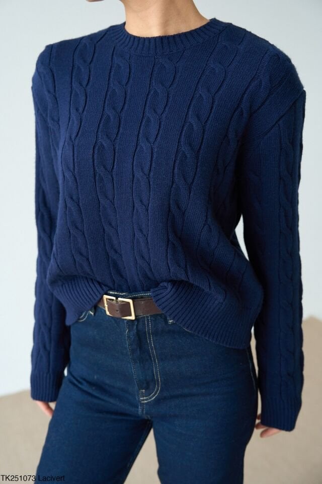 Saç Örgü Lacivert Kazak standart