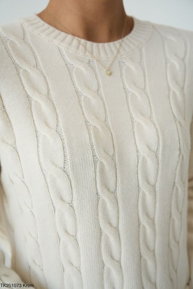 Saç Örgü Krem Kazak standart