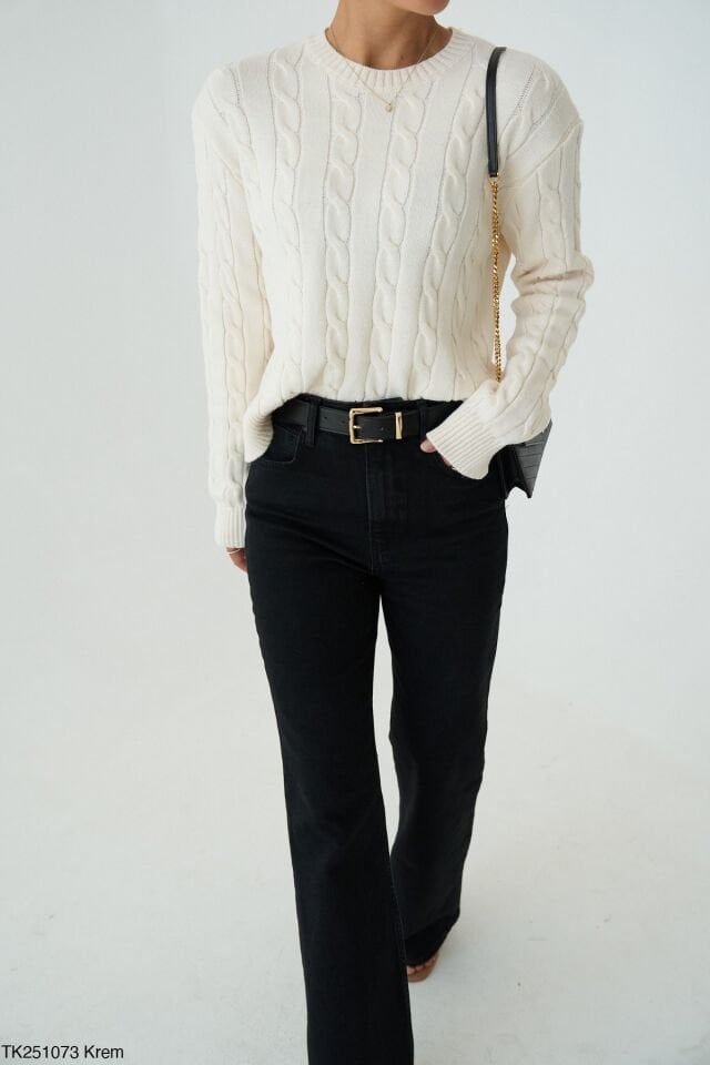 Saç Örgü Krem Kazak standart