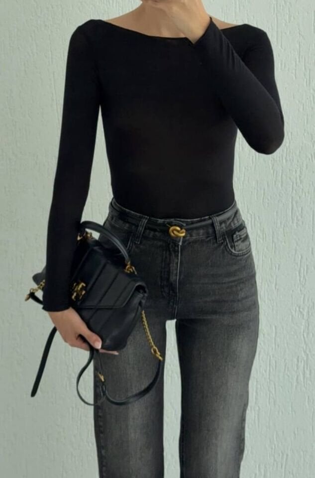 Transparan Bluz Siyah