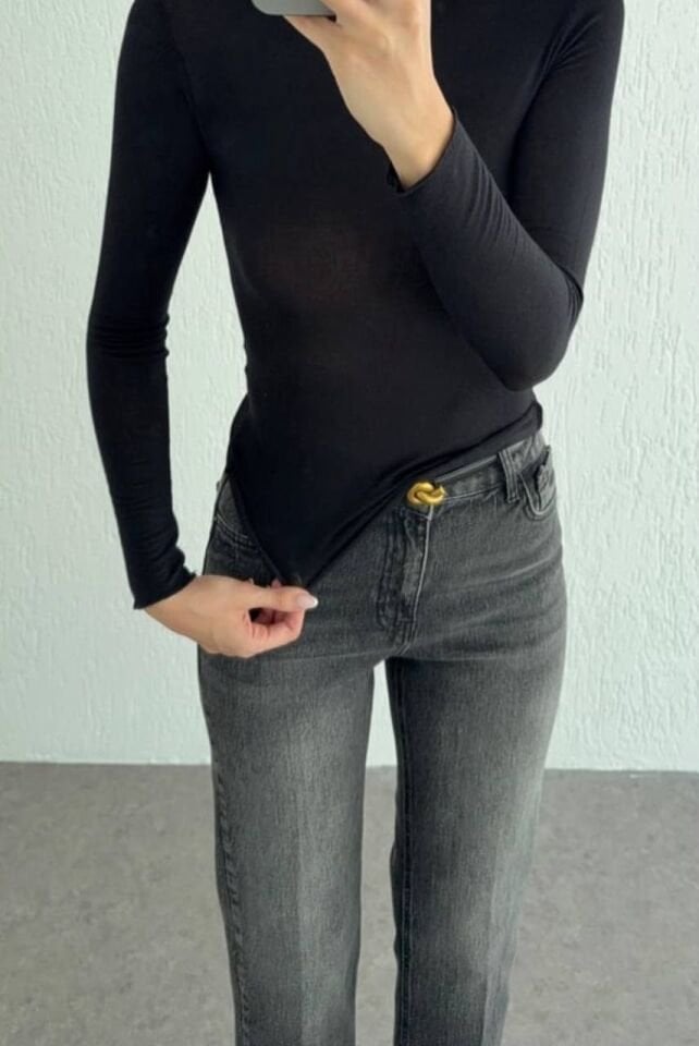 Transparan Bluz Siyah