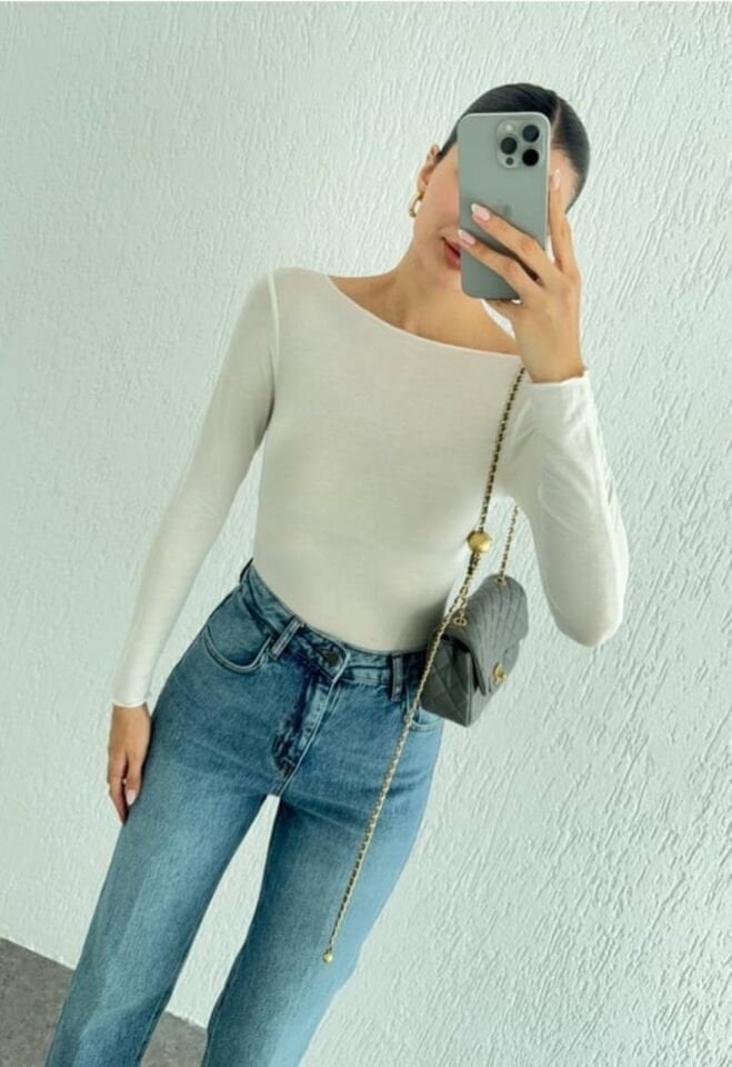 Transparan Bluz Beyaz