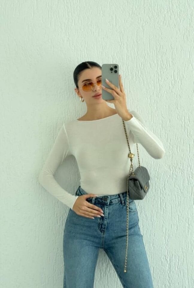 Transparan Bluz Beyaz